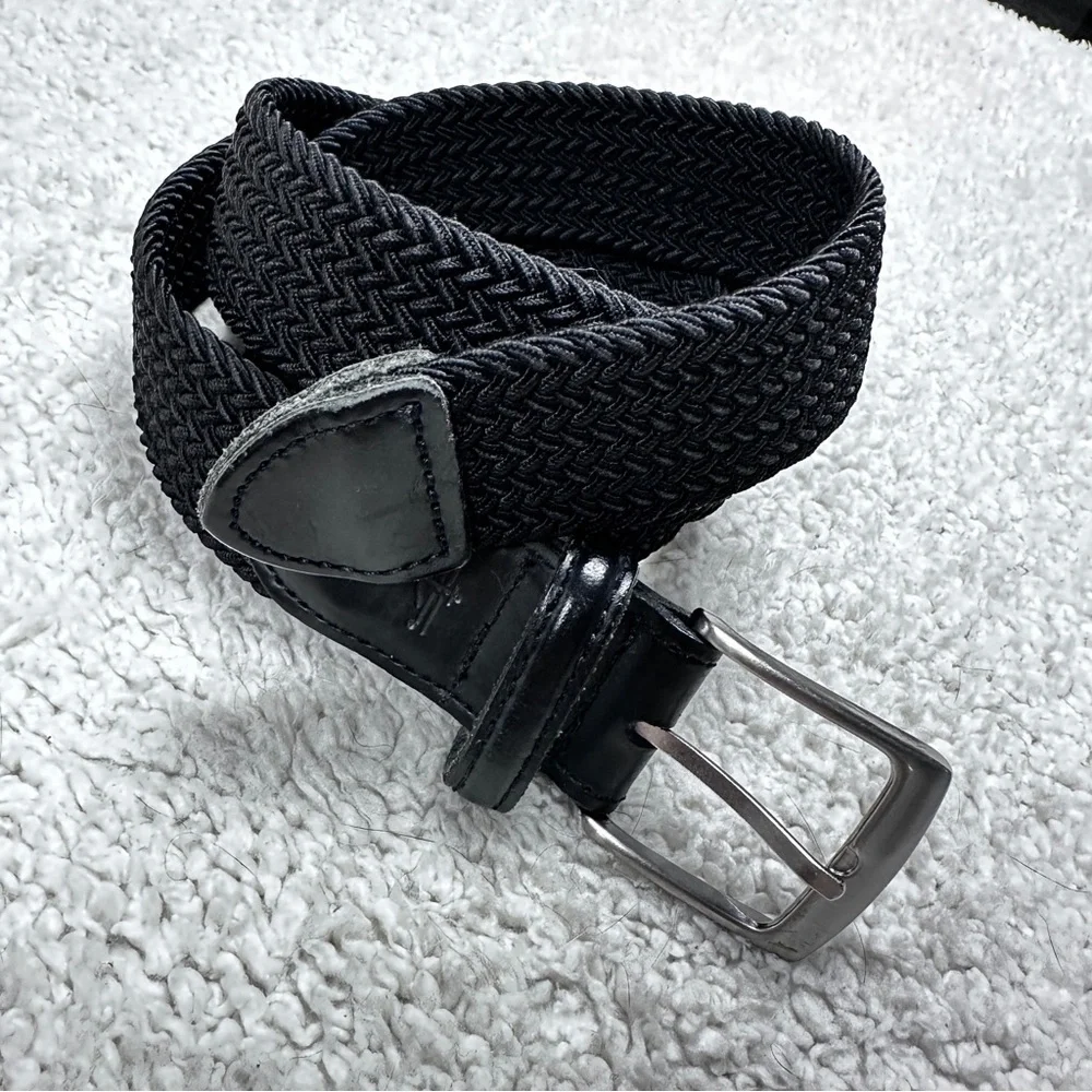 Dockers Men’s Black adjustable Braided Stretchy Woven Fabric Belt, 38
